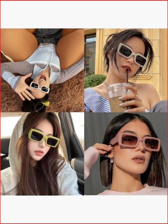 Retro Rectangle Sunglasses 6 Pack UV400 Protection Classic Style Unisex main image 7